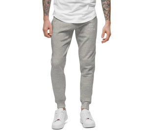 Blakk Apparel gray sweatpants with Blakk written in white lettering.