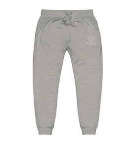 Blakk Apparel Built Off Hustle logo joggers white lettering, featuring a bold design and comfortable fit, empowering you to conquer your goals with confidence.