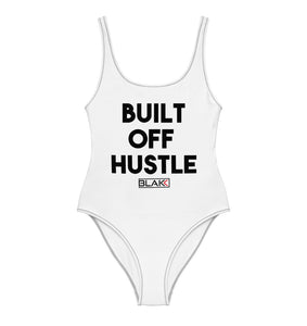 Blakk Apparel women’s sexy bathing suit with built off hustle in black letters shapewear swimsuit