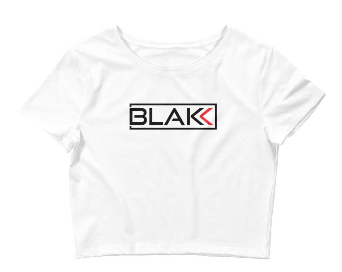 Blakk Apparel women’s sexy crop top with BLAKK in black letters