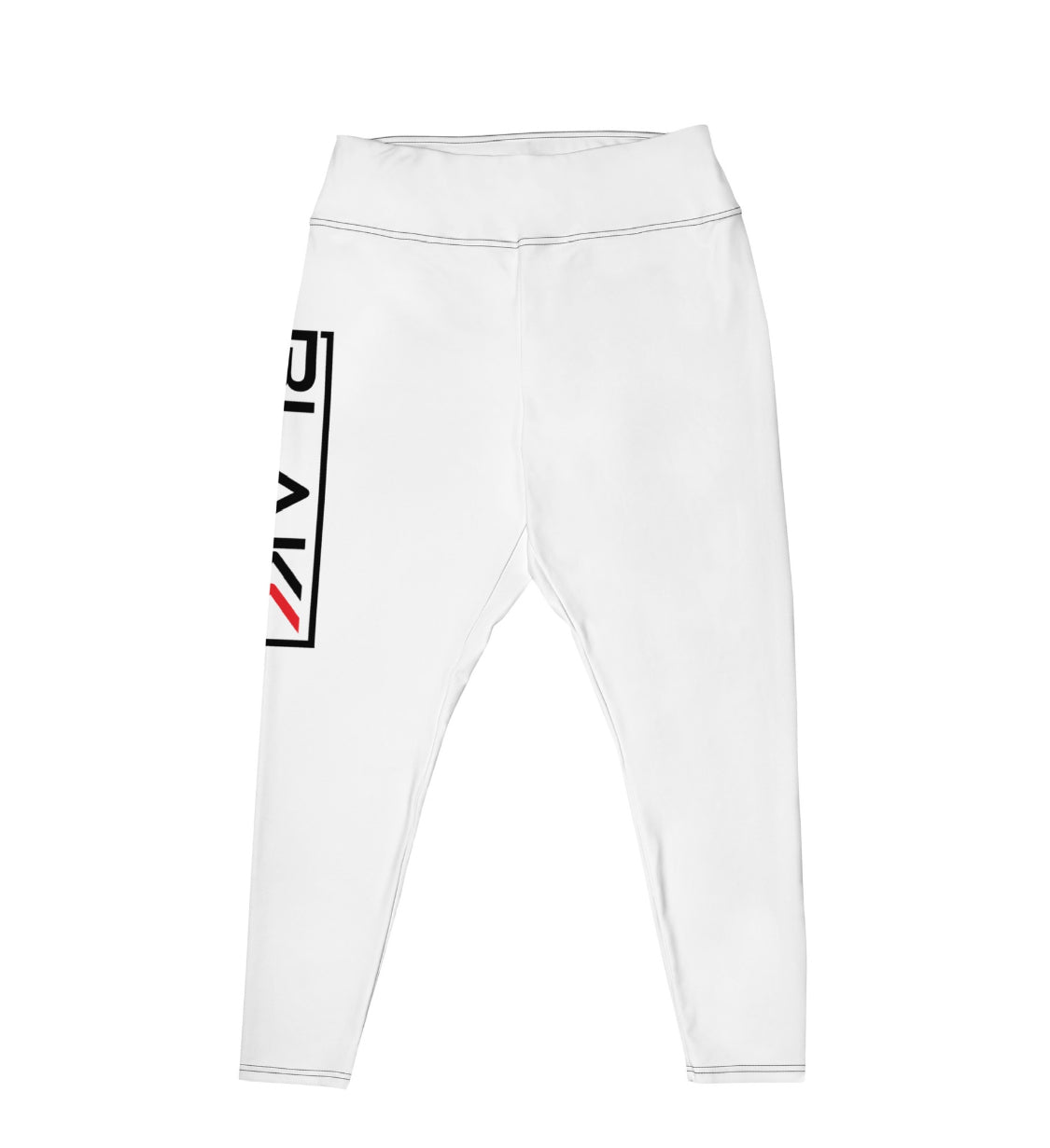 Women’s/ Girls Blakk Apparel white gym leggings/ tights with Blakk logo design on the thigh