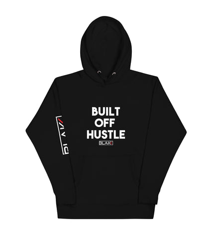  Blakk Apparel Built off Hustle Hustle- hoodie featuring a bold design and comfortable fit, empowering you to conquer your goals with confidence.