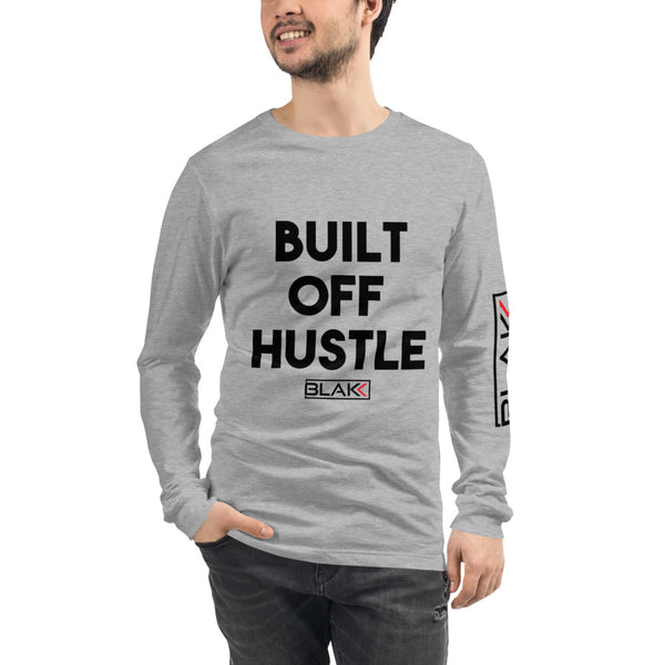 Blakk Apparel Built Off Hustle Unisex t-shirt featuring a bold design and comfortable fit, empowering you to conquer your goals with confidence.