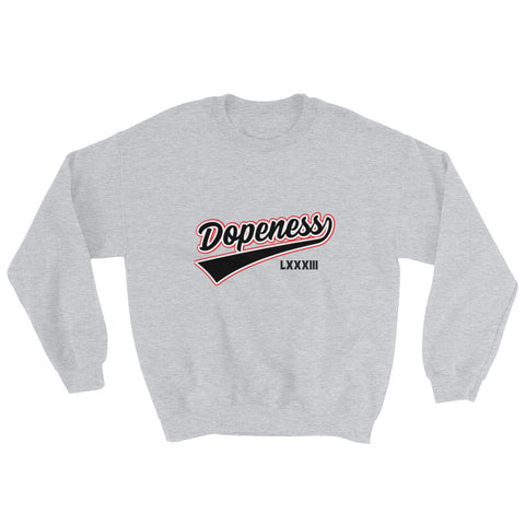 Gray Blakk Apparel Unisex sweatshirt featuring 'Dopeness' in stylish black lettering, embodying the brand's ethos of hard work, determination, and success.