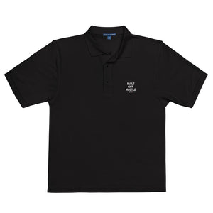 Blakk Apparel Built off Hustle Hustle- polo style shirt featuring a bold design and comfortable fit, empowering you to conquer your goals with confidence.