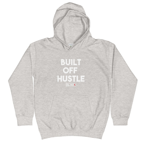 Blakk Apparel kid’s hoodie with built off hustle logo on chest