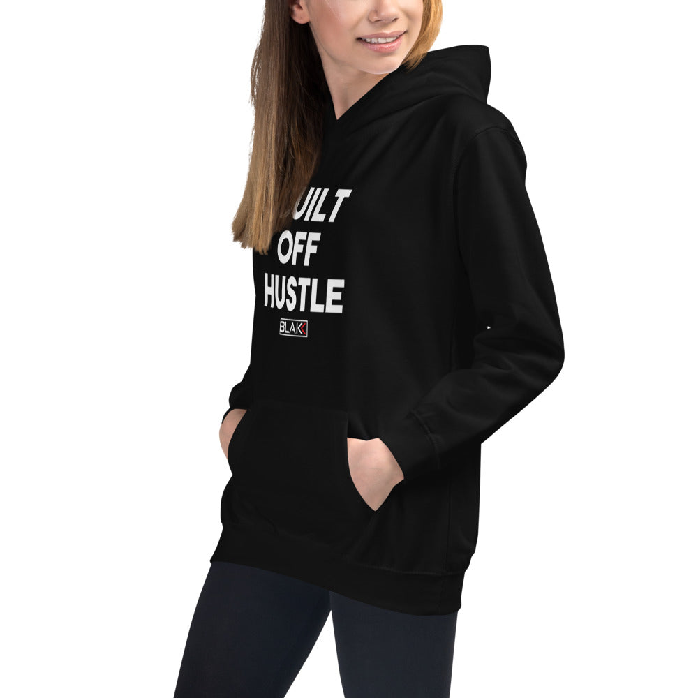 Blakk Apparel kid’s hoodie with Built off hustle logo on chest