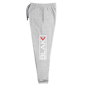 Blakk Apparel gray jogger pants with white lettering design #kissedbyken