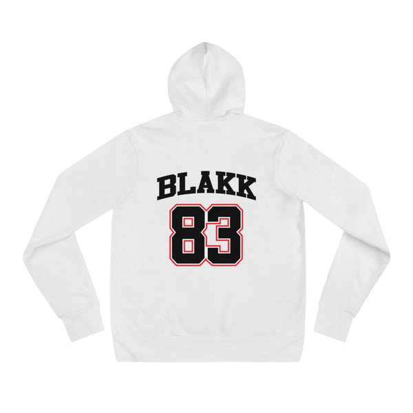 Blakk Apparel OG Blakk Logo & Dopeness hoodie in white with black lettering, featuring a bold design and comfortable fit, empowering you to conquer your goals with confidence.