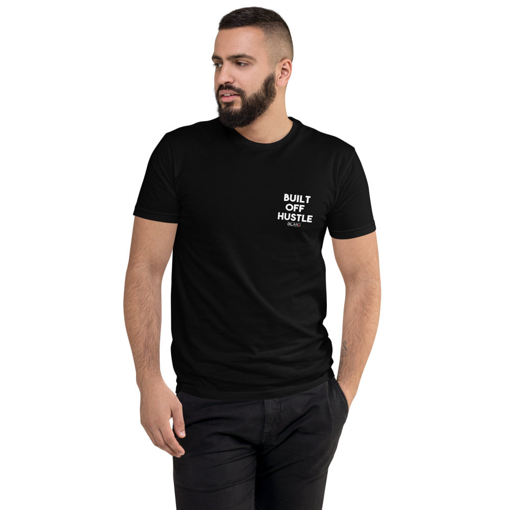 Blakk Apparel Built off Hustle Hustle-t-shirt featuring a bold design and comfortable fit, empowering you to conquer your goals with confidence.