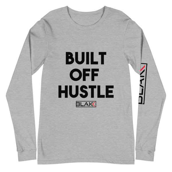 Blakk Apparel Built Off Hustle Unisex t-shirt featuring a bold design and comfortable fit, empowering you to conquer your goals with confidence.