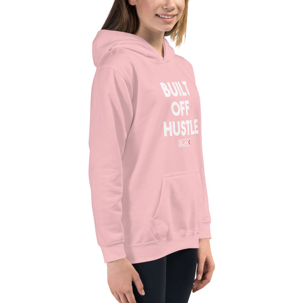 Blakk Apparel kid’s hoodie with Built off hustle logo on chest