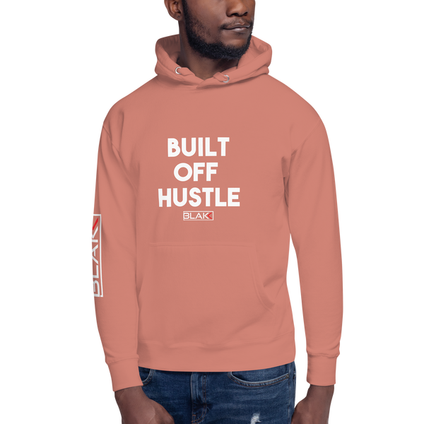 Blakk Apparel Built off Hustle Hustle- hoodie featuring a bold design and comfortable fit, empowering you to conquer your goals with confidence.