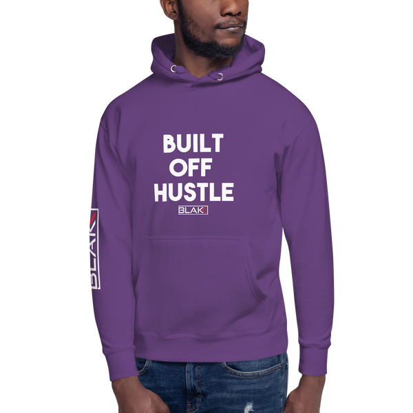 Blakk Apparel Built off Hustle Hustle- hoodie featuring a bold design and comfortable fit, empowering you to conquer your goals with confidence.