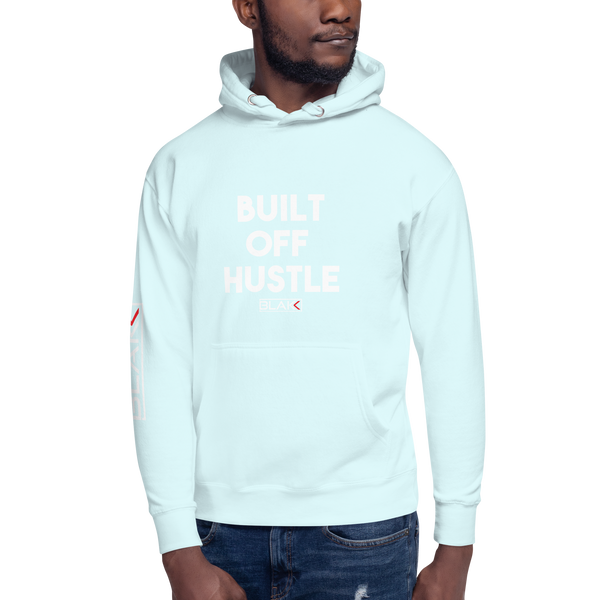 Blakk Apparel Built off Hustle Hustle- hoodie featuring a bold design and comfortable fit, empowering you to conquer your goals with confidence.