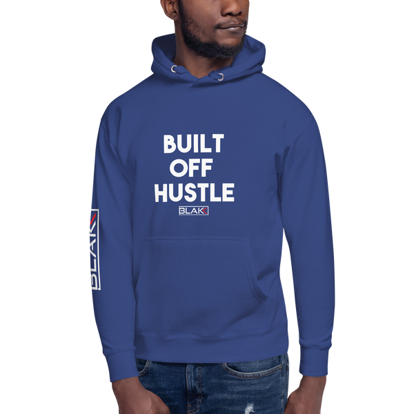 Blakk Apparel Built off Hustle Hustle- hoodie featuring a bold design and comfortable fit, empowering you to conquer your goals with confidence.